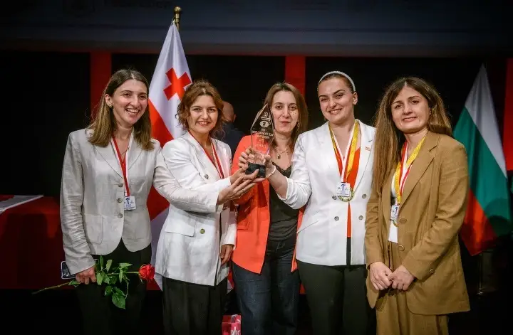 Женская сборная Грузии – чемпион мира-2023 (слева направо): С. Мелия, Б. Хотенашвили, Л. Джавахишвили, М. Арабидзе, Н. Бациашвили