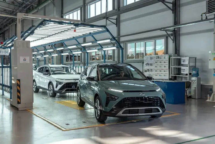 Пилотная партия автомобилей Bayon на заводе Hyundai Trans Kazakhstan, 23 августа 2022 года