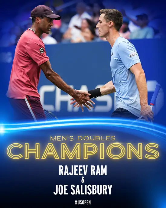 Победители Открытого чемпионата США-2023 по теннису в мужском парном разряде Раджив Рам и Джо Солсбери