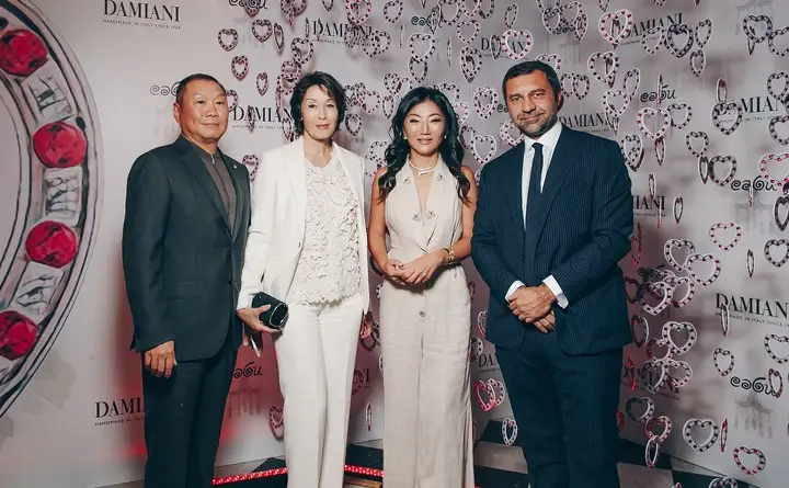 Эдуард Пак с супругой Салтанат, Жанна Кан (Damiani Kazakhstan), Джорджио Дамиани