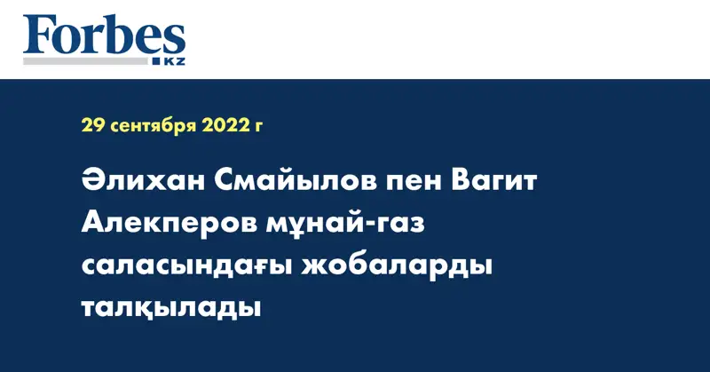 Әлихан Смайылов пен Вагит Алекперов мұнай-газ саласындағы жобаларды талқылады