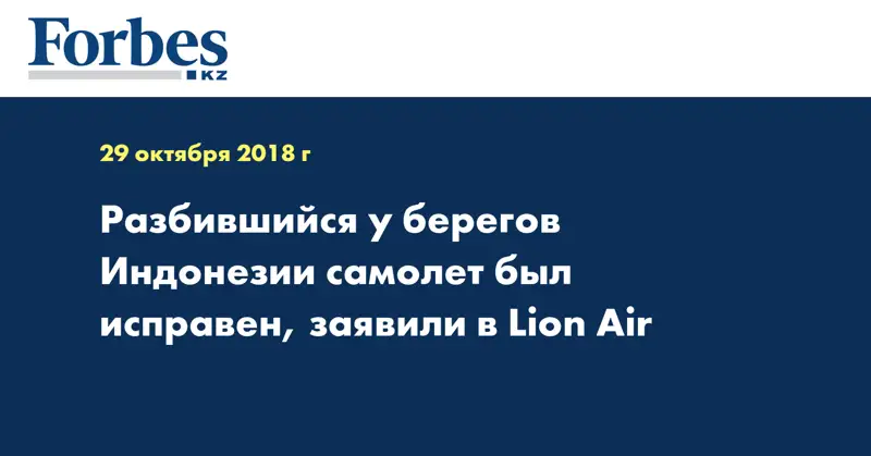 Разбившийся у берегов Индонезии самолет был исправен, заявили в Lion Air
