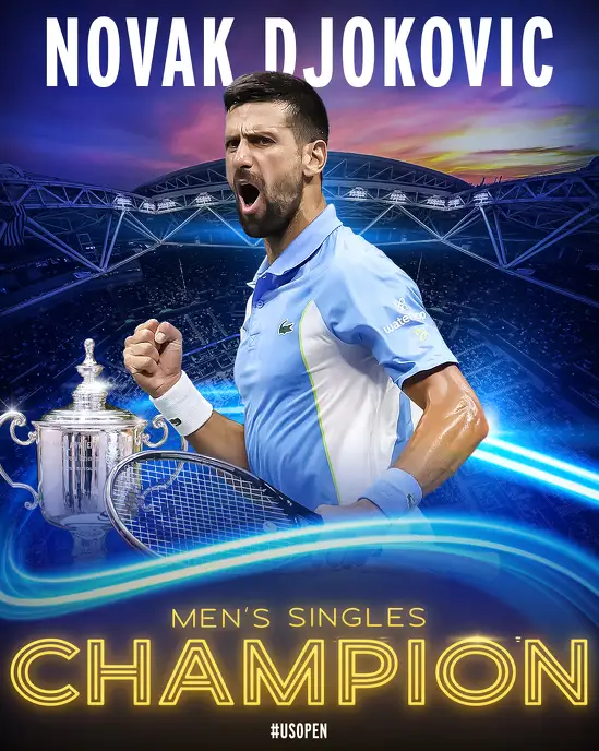 Победитель Открытого чемпионата США-2023 по теннису в мужском одиночном разряде Новак Джокович