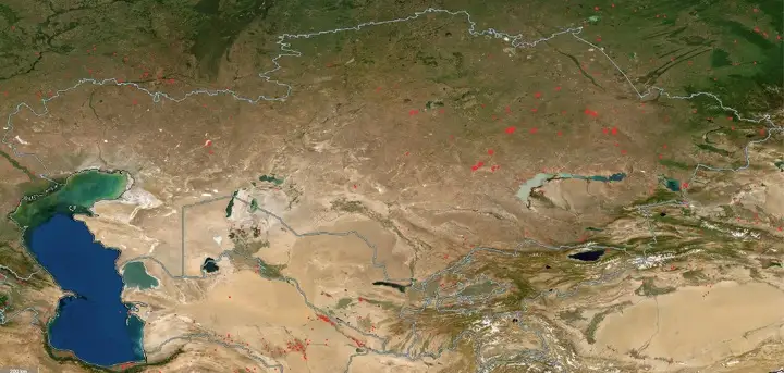 Снимок пожаров карты Казахстана на 07.09.2022