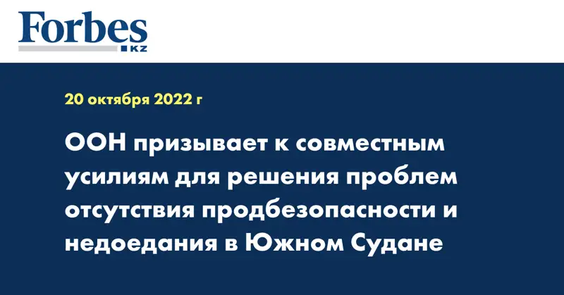 ООН призывает к совместным усилиям для решения проблем отсутствия продбезопасности и недоедания в Южном Судане