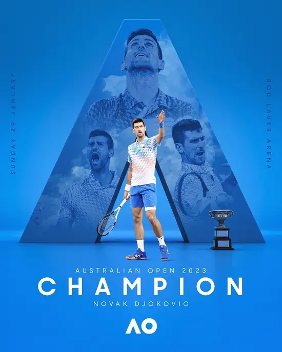 Победитель Открытого чемпионата Австралии-2023 в мужском одиночном разряде Новак Джокович