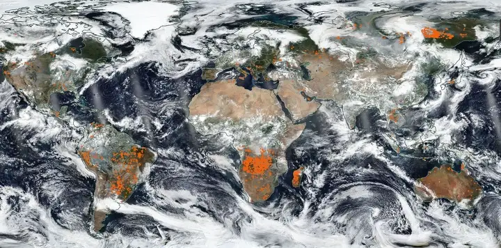 Снимок пожаров карты мира на 07.09.2022