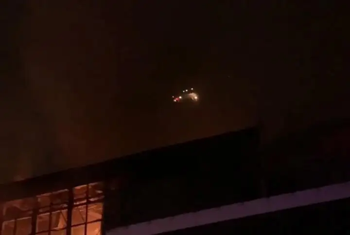 Тушение пожара в «Крокус Сити Холле» с помощью вертолета