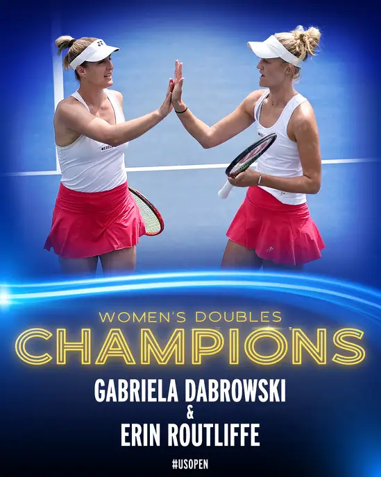 Победительницы Открытого чемпионата США-2023 по теннису в женском парном разряде Габриэла Дабровски и Эрин Рутлифф
