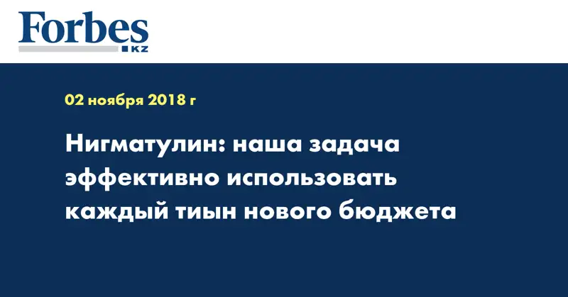 Нигматулин: наша задача эффективно использовать каждый тиын нового бюджета 
