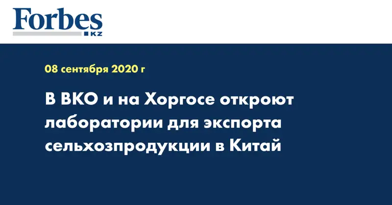 В ВКО и на Хоргосе откроют лаборатории для экспорта сельхозпродукции в Китай