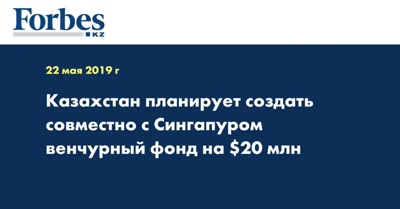 Казахстан планирует создать совместно с Сингапуром венчурный фонд на $20 млн