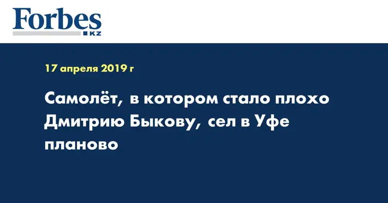 Самолет, в котором стало плохо Дмитрию Быкову, сел в Уфе планово