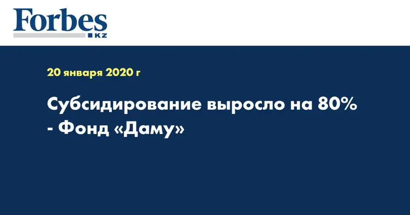  Субсидирование выросло на 80% - Фонд «Даму»