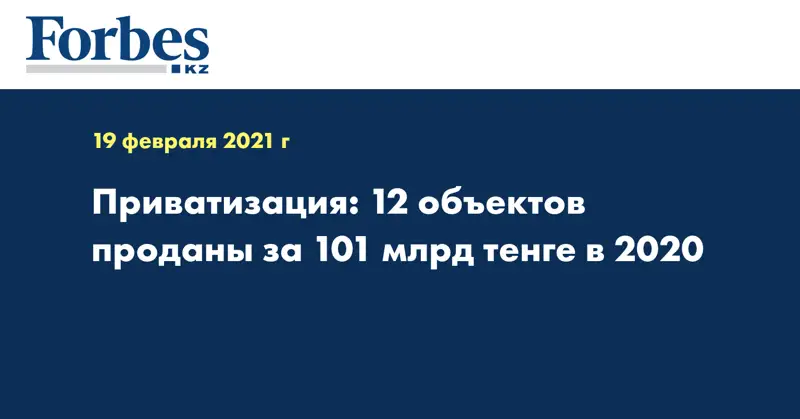 Приватизация: 12 объектов проданы за 101 млрд тенге в 2020
