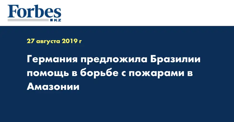 Германия предложила Бразилии помощь в борьбе с пожарами в Амазонии