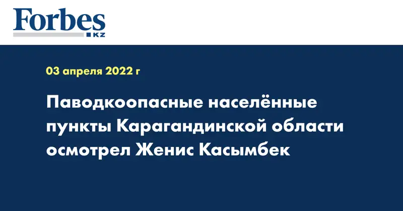 Паводкоопасные населённые пункты Карагандинской области осмотрел Женис Касымбек