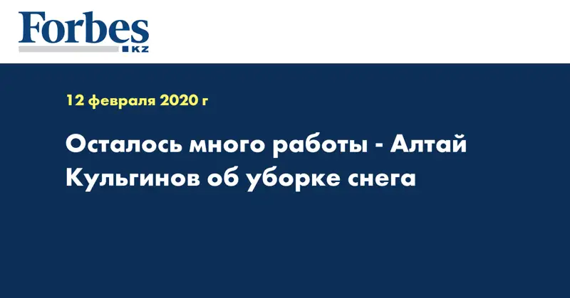 Осталось много работы - Алтай Кульгинов об уборке снега