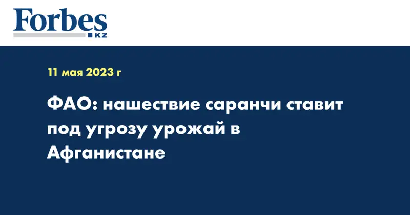 ФАО: нашествие саранчи ставит под угрозу урожай в Афганистане