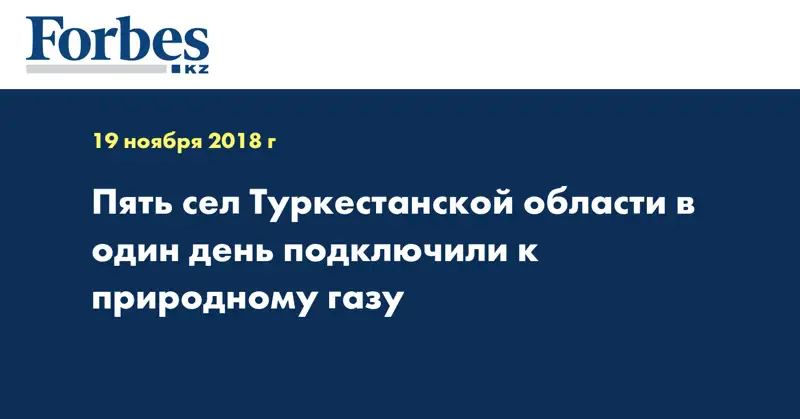 Пять сел Туркестанской области в один день подключили к природному газу