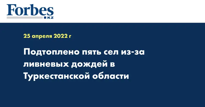  Подтоплено пять сел из-за ливневых дождей в Туркестанской области