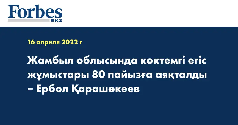 Жамбыл облысында көктемгі егіс жұмыстары 80 пайызға аяқталды – Ербол Қарашөкеев
