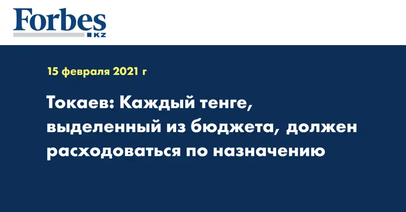 Токаев: Каждый тенге, выделенный из бюджета, должен расходоваться по назначению