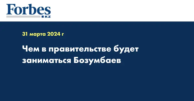 Чем в правительстве будет заниматься Бозумбаев