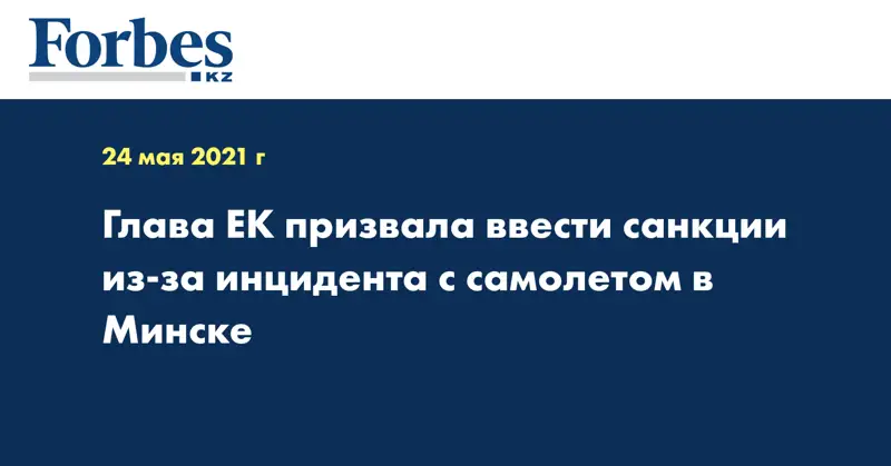  Глава ЕК призвала ввести санкции из-за инцидента с самолетом в Минске