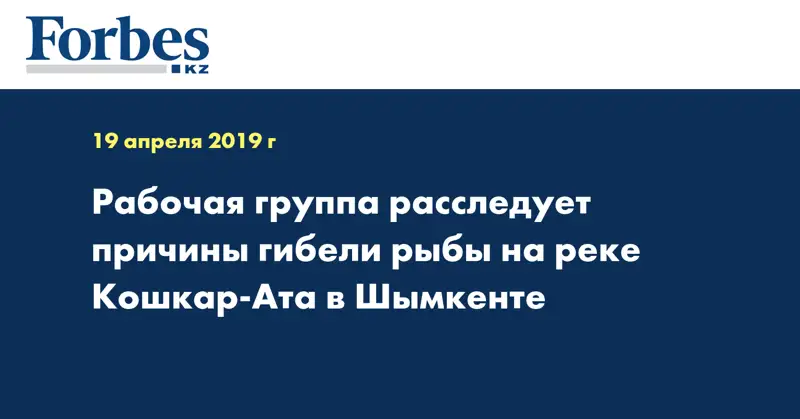 Рабочая группа расследует причины гибели рыбы на реке Кошкар-Ата в Шымкенте