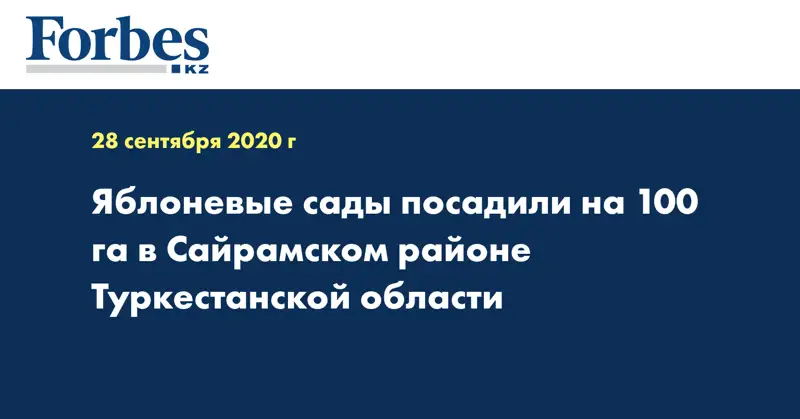 Яблоневые сады посадили на 100 га в Сайрамском районе Туркестанской области