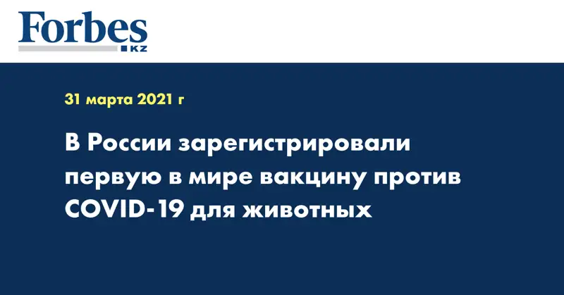 В России зарегистрировали первую в мире вакцину против COVID-19 для животных