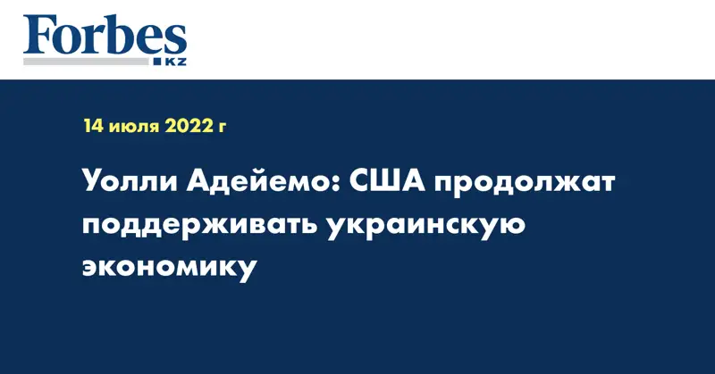 Уолли Адейемо: США продолжат поддерживать украинскую экономику
