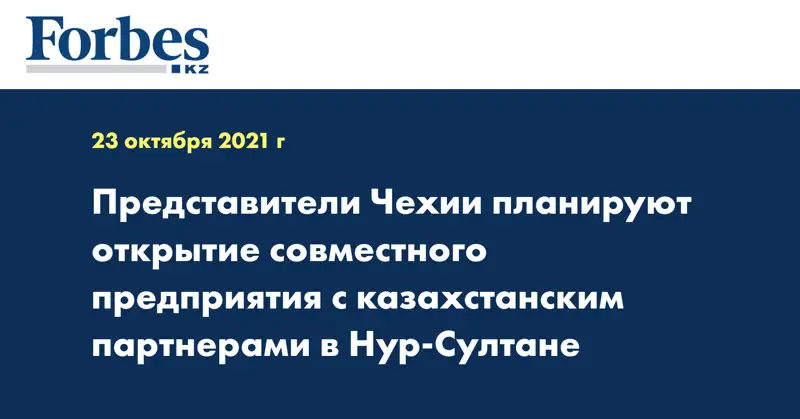 Представители Чехии планируют открытие совместного предприятия с казахстанским партнерами в Нур-Султане