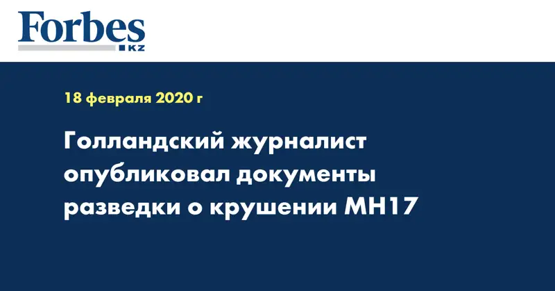 Голландский журналист опубликовал документы разведки о крушении MH17