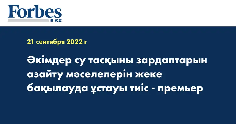 Әкімдер су тасқыны зардаптарын азайту мәселелерін жеке бақылауда ұстауы тиіс - премьер