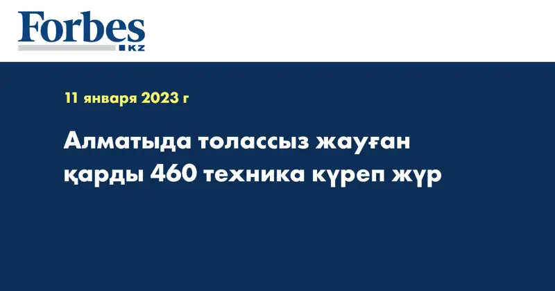 Алматыда толассыз жауған қарды 460 техника күреп жүр