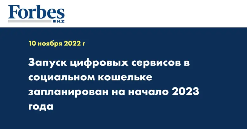 Запуск цифровых сервисов в социальном кошельке запланирован на начало 2023 года