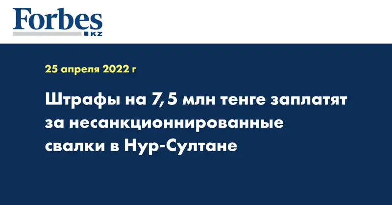Штрафы на 7,5 млн тенге заплатят за несанкционнированные свалки в Нур-Султане