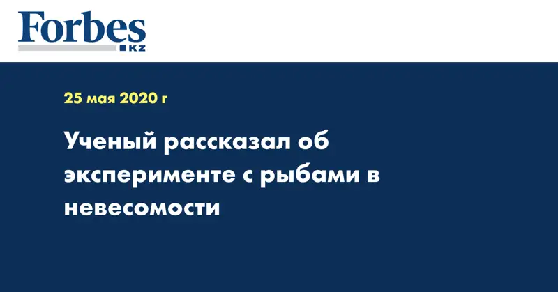 Ученый рассказал об эксперименте с рыбами в невесомости