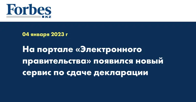 На портале «Электронного правительства» появился новый сервис по сдаче декларации