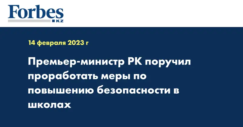 Премьер-министр РК поручил проработать меры по повышению безопасности в школах