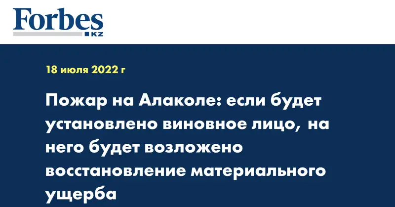 Пожар на Алаколе: если будет установлено виновное лицо, на него будет возложено восстановление материального ущерба