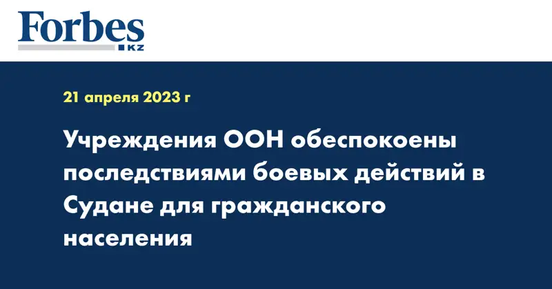 Учреждения ООН обеспокоены последствиями боевых действий в Судане для гражданского населения