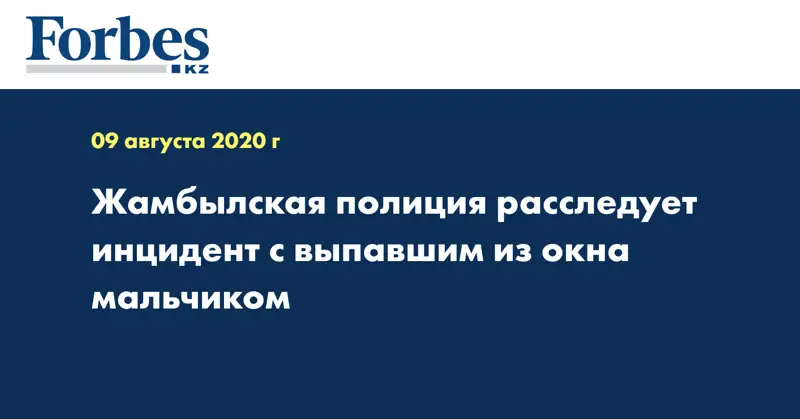 Жамбылская полиция расследует инцидент с выпавшим из окна мальчиком 