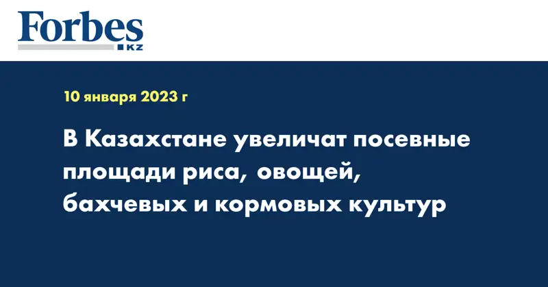 В Казахстане увеличат посевные площади риса, овощей, бахчевых и кормовых культур