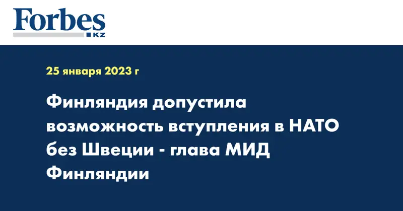 Финляндия допустила возможность вступления в НАТО без Швеции - глава МИД Финляндии