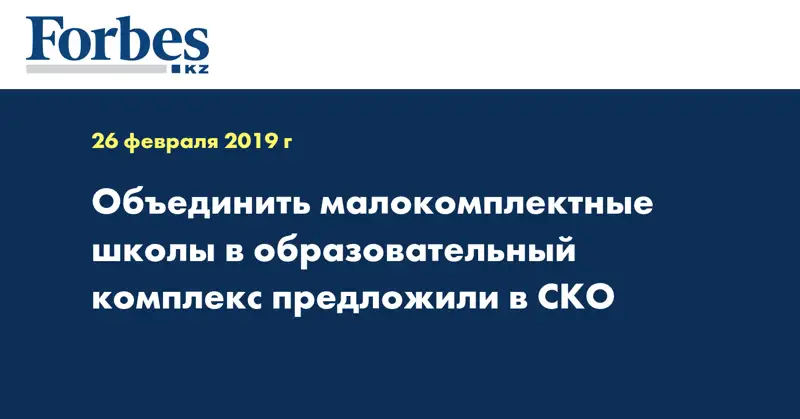 Объединить малокомплектные школы в образовательный комплекс предложили в СКО