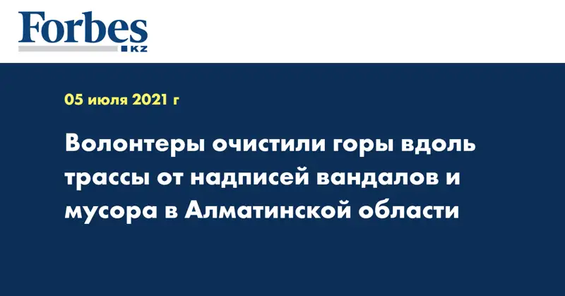 Волонтеры очистили горы вдоль трассы от надписей вандалов и мусора в Алматинской области 