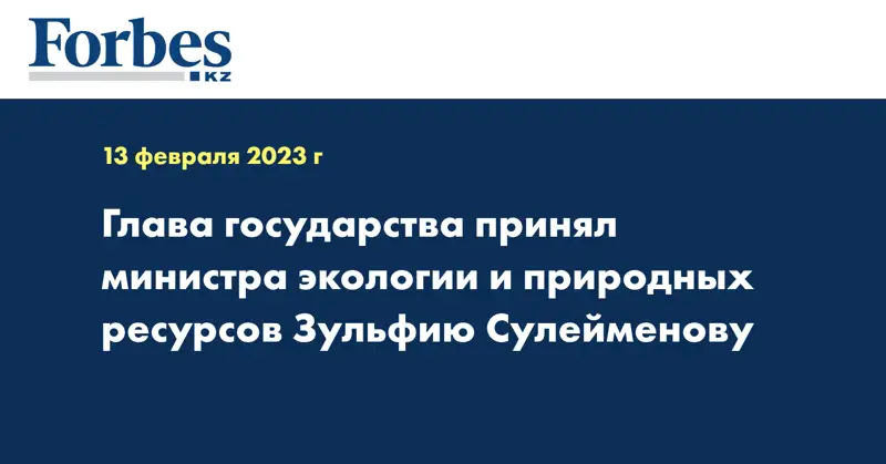 Глава государства принял министра экологии и природных ресурсов Зульфию Сулейменову